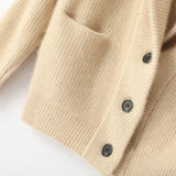 DERMEARNE 100% Wool Ladies Winter Sweater Thickening Cardigan Ladies V-neck Long Sleeve Jacket And Knitted Women Knit Cardigan Sweater