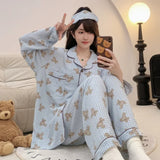 DERMEARNE 150kg Plus Size Silk Satin Pajamas Set Women 5XL Autumn Long Sleeve Sleepwear Soft Button Down Loungewear Loose Home Clothes