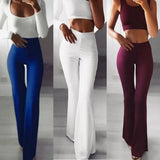 Dermearne  Spring Autumn Elegant Female Women's Palazzo Flared Wide Legs Pants High Waist Office Ladies Solid Career Long Trousers