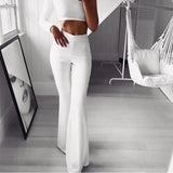 Dermearne  Spring Autumn Elegant Female Women's Palazzo Flared Wide Legs Pants High Waist Office Ladies Solid Career Long Trousers