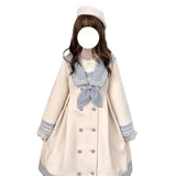 DERMEARNE 2024 Japanese Girl Sweet Style Patchwork Woolen Coat Cute Woolen Jacket Winter Female Cashmere
