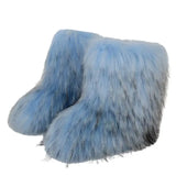 Dermearne New y2k Women's Winter Snow Boots Outdoor Luxury Furry Faux Fox Fur New Fashion Boots WomanPlush Warm Platform Shoes Bottes