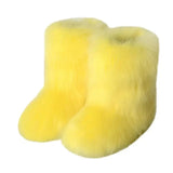 Dermearne New y2k Women's Winter Snow Boots Outdoor Luxury Furry Faux Fox Fur New Fashion Boots WomanPlush Warm Platform Shoes Bottes