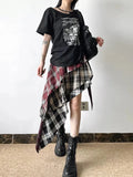 Dermearne 2024 Autumn Summer New Fashion Design Plaid Tassel Short Skirt High Waist Japan Popular Half Skirt Women's Skirt Pants