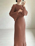 DERMEARNE 2024 Eid Flare Sleeve Muslim Pleated Dress Women Abaya Morocco Ramadan Lace-Up Abayas Kaftan Islam Dubai Arab Modest Long Robe
