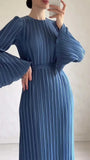 DERMEARNE 2024 Eid Flare Sleeve Muslim Pleated Dress Women Abaya Morocco Ramadan Lace-Up Abayas Kaftan Islam Dubai Arab Modest Long Robe