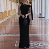 DERMEARNE 2024 Sexy Round Neck Sleeveless Party Dress Women Elegant Tie-up Satin  Long Dress Summer Fashion High Waist Solid Skinny Dress