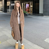 2024 Winter New Thick Women's Long Imitation Mink Plush Cardigan With Integrated Fur Eco-Friendly Imitation Fur Coat Solid Color