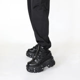 DERMEARNE 2025 New Punk Style Women Shoes Gothic Ankle Rock Boots Lace-up Heel Height 9CM Platform Shoes Woman Metal Decor Woman Sneakers