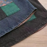 DERMEARNE 5XL Denim Vest Women's Hooded Sleeveless Jacket Spring Summer 2024 New Femme Korean Vintage Printed Patchwork Denim Waistcoat