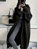 Dermearne Women's Solid Open Front Knit Cardigan with Pockets - Casual Long Sleeve Sweater for Comfortable Layering