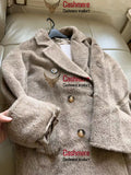 High-end 100% Alpaca Coat Women Camel Mid-Length Wool Jacket Female Winter Thick White Lace-Up Warm Double Breasted Suit Collar