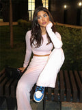 DERMEARNE Absobe Basic Wide Leg Pants Leisure Suit Women Crew Solid Long Sleeve Top Casual Loose Trousers 2 Piece Set Hottie Streetwear