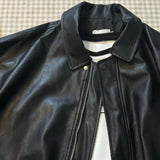 DERMEARNE American Retro Black Leather Coat Women New Spring Autumn High Fashion Lapel Motorcycle Women Tops Leather Jacket Coat