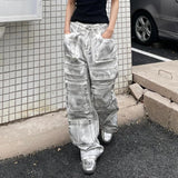 DERMEARNE American Retro High Street Heavy Craft Loose Joker Jeans Spring Design Pocket Mopping Pocket Comfortable Pants men And Women