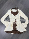 DERMEARNE American Style Vintage 2 Piece Set Spicy Girl Sexy Sleeveless Mini Dress + Knitted Ruffle Y2k Cardigan Korean Fashion Suit Woman