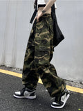 DERMEARNE American Vintage Camouflage Cargo Pants Women Summer New Streetwear Loose Straight Wide Leg Trousers Woman