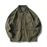DERMEARNE Army Green Cargo Denim Jacket Women Men Spring Clothing Harajuku Jeans Coat Fashion Military Casual Workwear Japanese Streetwear