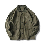 DERMEARNE Army Green Cargo Denim Jacket Women Men Spring Clothing Harajuku Jeans Coat Fashion Military Casual Workwear Japanese Streetwear