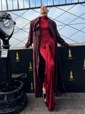 DERMEARNE Articat High Neck Long Sleeve Bodycon Dress For Women Tight Elastic Lace Up Maxi Long Dress Autumn 2024 New Party Club Vestidos