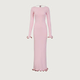 DERMEARNE Autumn New Knitted Mini Dress For Women Fungus Contrast Color Slim Sweater Dress Elegant Female Party Clothes Long Sleeve