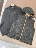 DERMEARNE Autumn Winter B*C Women's Cashmere Knitted Hooded Jacket Woman Goose Down Vest 2-Piece Set