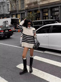 DERMEARNE Autumn and Winter Casual Street Tops Women's Knitted Sweaters Round Neck Solid Color Loose Fashionable Lazy Style Sweaters