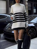 DERMEARNE Autumn and Winter Casual Street Tops Women's Knitted Sweaters Round Neck Solid Color Loose Fashionable Lazy Style Sweaters