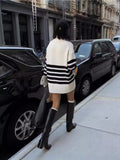 DERMEARNE Autumn and Winter Casual Street Tops Women's Knitted Sweaters Round Neck Solid Color Loose Fashionable Lazy Style Sweaters