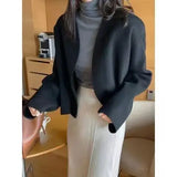 DERMEARNE Autumn and Winter Fashion Korean Edition High End V-neck Short Woolen Loose and Versatile Western Style Slimming Women's Coat