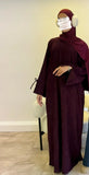 DERMEARNE Bowknot Decorations Corduroy Abaya Muslim Women Dress, O Neck Side Pockets, Warm Loose Modest Islam Hijabi Robe, Ramadan, Autumn