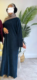 DERMEARNE Bowknot Decorations Corduroy Abaya Muslim Women Dress, O Neck Side Pockets, Warm Loose Modest Islam Hijabi Robe, Ramadan, Autumn