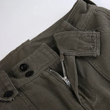 Dermearne Button Low Waist Y2K Denim Pants Women Pockets Stitching Straight Cargo Pants Vintage Casual Gray Streetwear Jeans