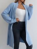 DERMEARNE Cardigan Women Autumn Winter Thick Cozy Loose Long Sweater Coat Full Sleeve Knitted Woolen Robe Coat Jacket Open Stitch Overcoat