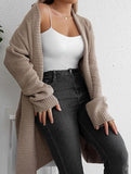 DERMEARNE Cardigan Women Autumn Winter Thick Cozy Loose Long Sweater Coat Full Sleeve Knitted Woolen Robe Coat Jacket Open Stitch Overcoat