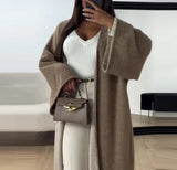 DERMEARNE Cardigan Women Autumn Winter Thick Cozy Loose Long Sweater Coat Full Sleeve Knitted Woolen Robe Coat Jacket Open Stitch Overcoat