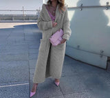 DERMEARNE Cardigan Women Autumn Winter Thick Cozy Loose Long Sweater Coat Full Sleeve Knitted Woolen Robe Coat Jacket Open Stitch Overcoat
