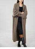 Cashmere Buttonless Cardigan Coat, Long Sleeve, Long Shawl, Light Luxury, Plus Size