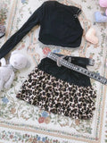 DERMEARNE DEEPTOWN Leopard Print Mini Skirt Women Trashy Y2k 2000s Layered Ruffle Cheetah Print Skirt Harajuku Vintage Summer Streetwear