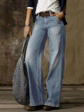 DERMEARNE Denim Women's Pants New Pants for Women 2025 Summer Retro Fashion Casual Straight Leg Wide Leg Women's Popular Jeans Streetwear