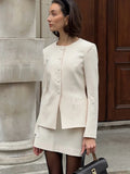 DERMEARNE Elegant Women's Sets Long Sleeve Button Slim Blazer Coats Zipper Mini Skirt 2 Piece Sets Women Outfit 2025 Spring LLady Clothing