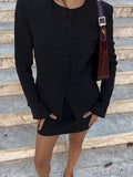 DERMEARNE Elegant Women's Sets Long Sleeve Button Slim Blazer Coats Zipper Mini Skirt 2 Piece Sets Women Outfit 2025 Spring LLady Clothing