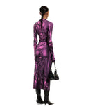 DERMEARNE Fashion 3D Pleated Printed Dress Women Long Sleeve Maxi Evening Party Dresses Autumn Winter Sexy Bodycon Night Club Dress 2024