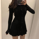 DERMEARNE Fashion Korean Mini Dresses Female Autumn Winter 2024 Sexy Bodycon  Wrap White Short Women's Sweater Knitted One-piece Dress Hit