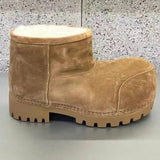 Dermearne Fashion Solid Casual Snow Boots Large Size Platform Ankle Boots Winter Slip-on Short-calf Women Boots Snow Shoes High Quality