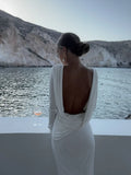 DERMEARNE Fashion Solid Hollow Out Maxi Dress For Women Elegant Round Neck Long Sleeve Backless Slim Dresses 2024 New Female Evening Gowns