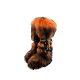Dermearne Faux Fur Knee-High Boot Round Toe Height Increasing Wild Winter Warmer Belt Buckle Slip-On Fashion Luxury Sexy Women Shoe Newest