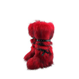 Dermearne Faux Fur Knee-High Boot Round Toe Height Increasing Wild Winter Warmer Belt Buckle Slip-On Fashion Luxury Sexy Women Shoe Newest