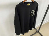 Dermearne Flordevida New Women's fleece sweatshirt black flocling letter Sweatshirts new autumn winter women tops