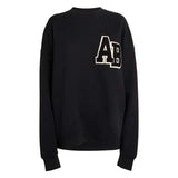 Dermearne Flordevida New Women's fleece sweatshirt black flocling letter Sweatshirts new autumn winter women tops